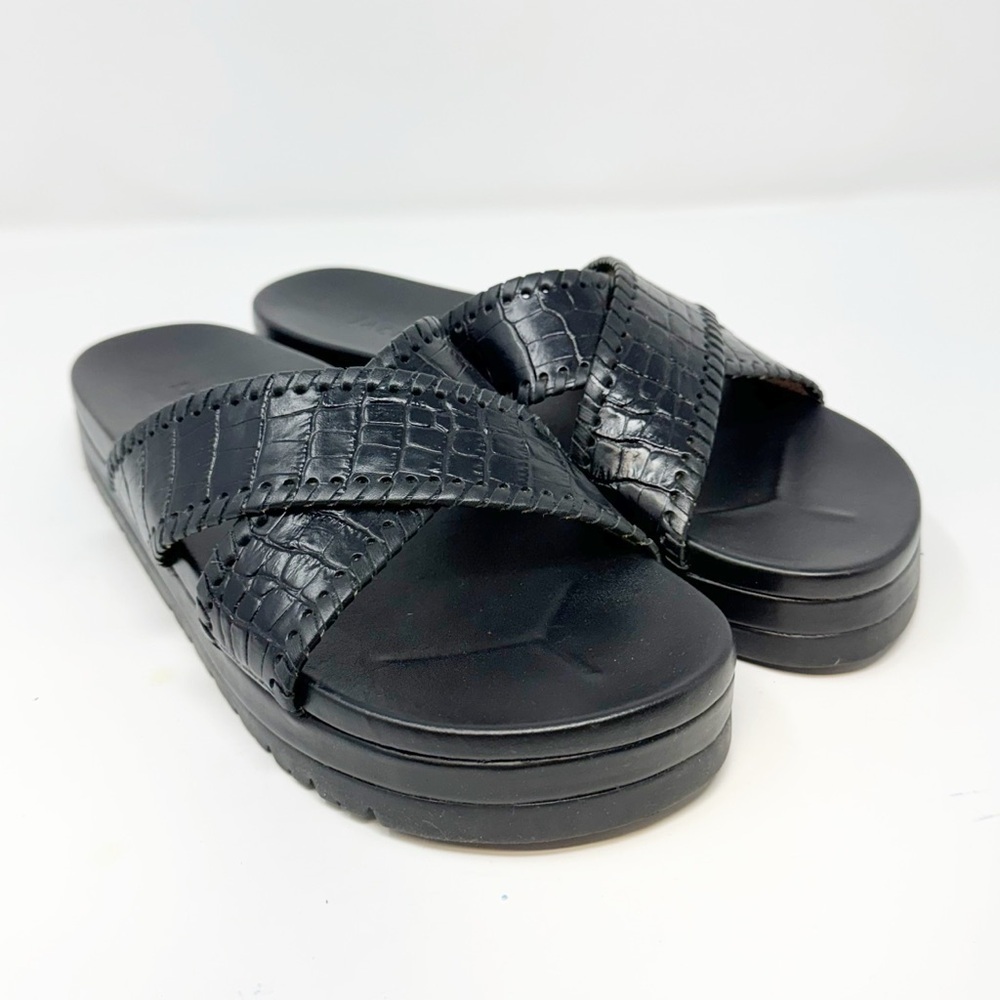 Jack Rogers Women's Lexi Crisscross Sandal Black Leather US 8.5